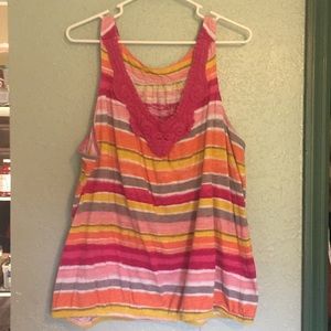 Lane Bryant striped crochet trim plus tank22/24